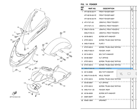 -Yamaha Xc 125 Ön Çam. İç Parça 2