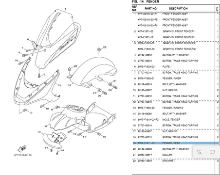 -Yamaha Xc125 Arka Çamurluk