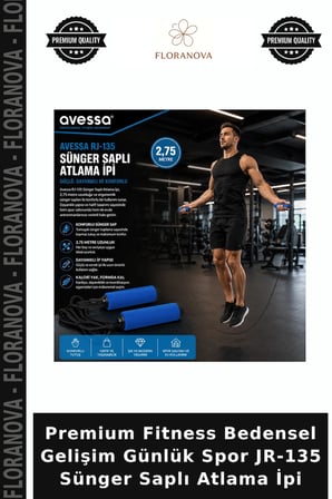 Premium Fitness Bedensel Gelişim Günlük Spor JR-135 Sünger Saplı Atlama İpi