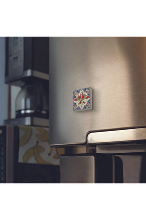 Osmanlı İznik Çini Deseni Baskılı Taş Magnet 5X5
