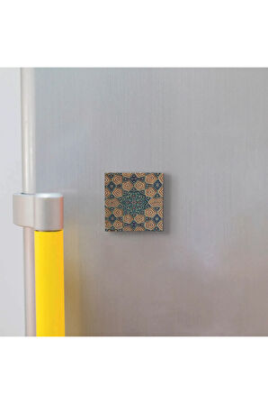 Geometrik Rumi Desen Baskılı Taş Magnet 5X5