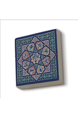 Anadolu Selçuklu Çini Motifi Baskılı Taş Magnet 5X5