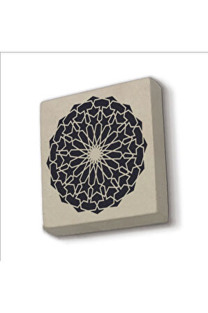 Yuvarlak Rumi Desen Baskılı Taş Magnet 5X5