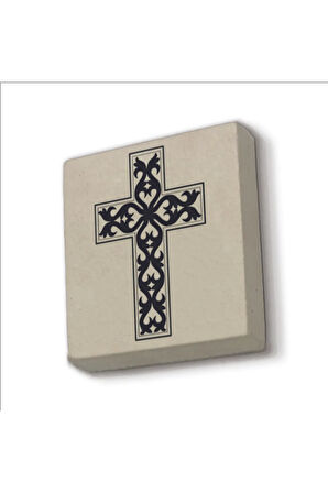 Haç Baskılı Taş Magnet 5X5