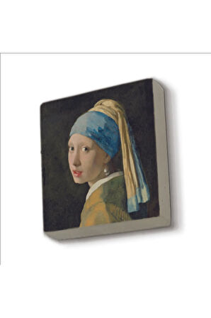 İnci Küpeli Kız (Johannes Vermeer, 1665 Baskılı Taş Magnet 5X5