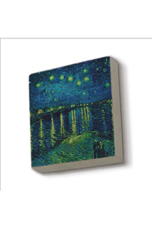 Ren Nehrinde Yıldızlı Bir Gece (Vincent Van Gogh, 1888) Baskılı Taş Magnet 5X5