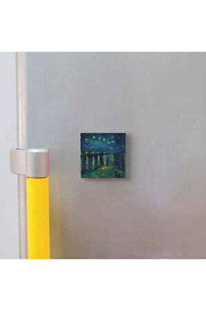 Ren Nehrinde Yıldızlı Bir Gece (Vincent Van Gogh, 1888) Baskılı Taş Magnet 5X5