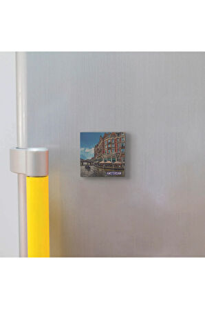 Amsterdam Görseli Baskılı Taş Magnet 5X5