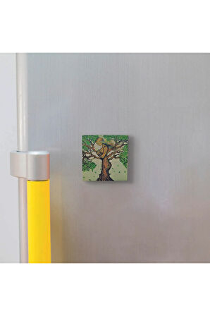 Ağaç Kadın Baskılı Taş Magnet 5X5