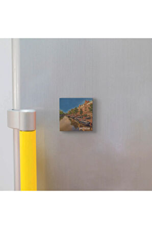 Amsterdam Görseli Baskılı Taş Magnet 5X5