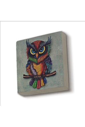 Baykuş Baskılı Taş Magnet 5X5
