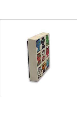 Kediler Baskılı Taş Magnet 5X5 Dekoratif Obje ve Biblo