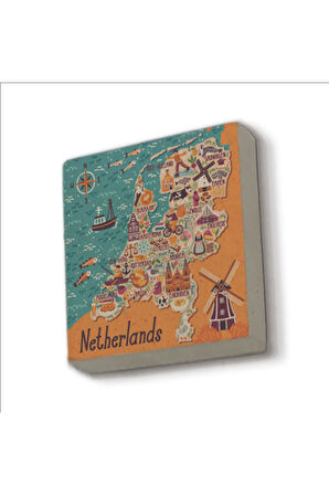 Hollanda Sembolleri Baskılı Taş Magnet 5X5