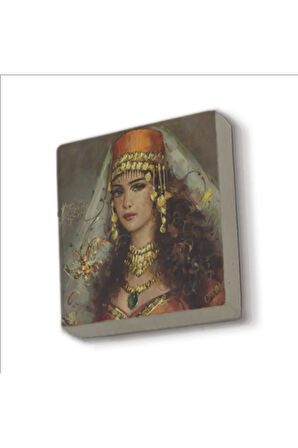 Osmanlı Kadın Çizimi Baskılı Taş Magnet 5X5