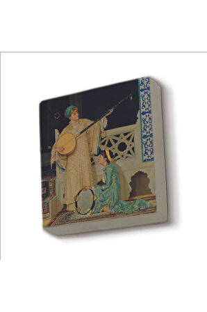 İki Müzisyen Kız (Osman Hamdi Bey, 1880) Baskılı Taş Magnet 5X5