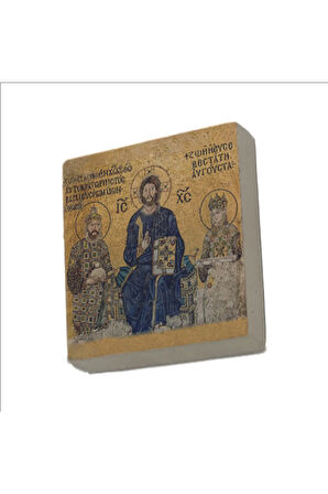 Ayasofya Deesis Mozaiği Baskılı Taş Magnet 5X5