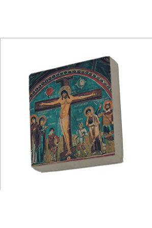 Kapadokya Göreme Karanlık Kilise Freski - İsa Mesih'in Çarmıha Gerilişi Baskılı Taş Magnet 5X5