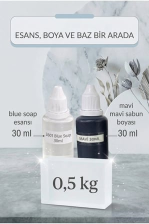 Blue Soap Esanslı Mavi Renkli Şeffaf Sabun Bazı 500 g El Yapımı Sabun Hammaddesi