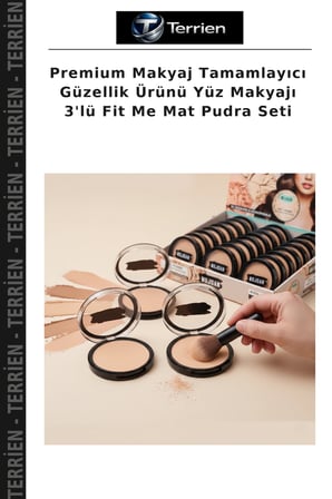 Premium Makyaj Tamamlayıcı Güzellik Ürünü Yüz Makyajı 3'lü Fit Me Mat Pudra Seti