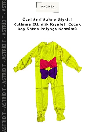 Özel Seri Sahne Giysisi Kutlama Etkinlik Kıyafeti Çocuk Boy Saten Palyaço Kostümü