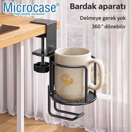 Microcase Çok Amaçlı Masaya Monte Bardak Termos Şişe ve Kulaklık Tutucu AL5439