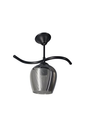 Fuji Siyah Tekli Füme Camlı Avize | Kaliteli Modern Metal Avize