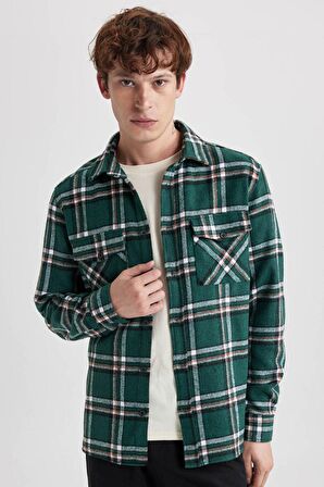 DeFacto Regular Fit Cepli Kareli Oduncu Uzun Kollu Gömlek B4479AX23AUGN919