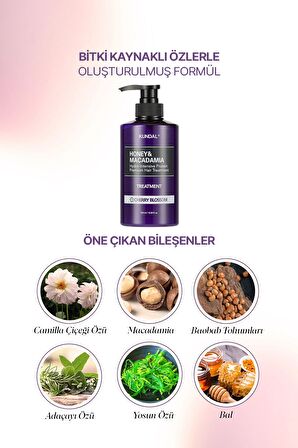 Protein Destekli Besleyici Saç Kremi Kundal Honey&Macadamia Protein Treatment 500ml (Cherry Blossom)