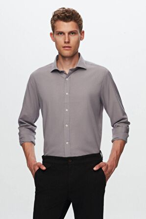 Ds Damat Regular Fit Gri Düz Gömlek 8HC02ORT14327 8HC02ORT14327
