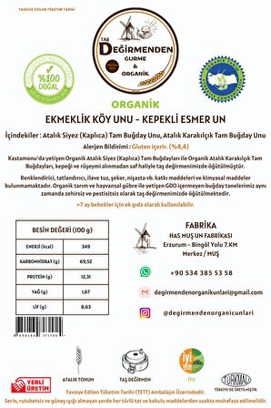 Organik Atalık Ekmeklik Köy Unu - (Kepekli-Esmer Un) - 5 Kilo