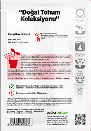 120 Adet Yerli Ata Çengelköy Tipi Hıyar Tohumu
