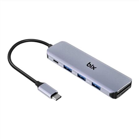 Bix Type-C to TF SD Kart Okuyucu PD USB 3.0 Hub Çoklayıcı Dönüştürücü Adaptör