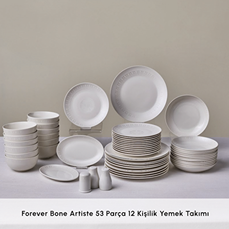 Karaca Forever Bone Artiste 53 Parça 12 Kişilik Yemek Takımı