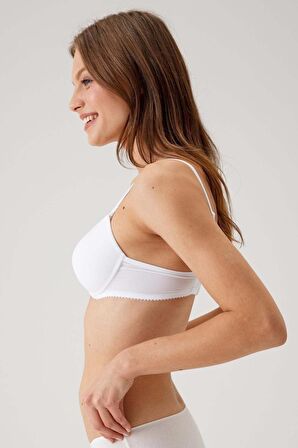 2'li Ekonomik Paket Beyaz 6805 Adria Balenli Push Up Dolgulu Micro Sütyen Set