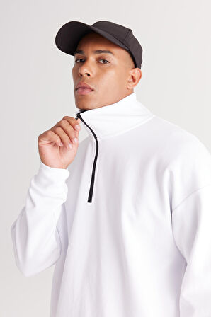 Loose Fit Bato Yaka Baskılı Sweatshirt