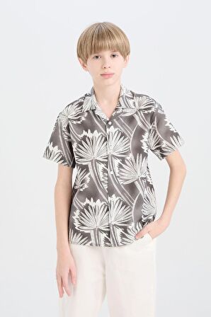 Erkek Çocuk Oversize Geniş Kalıp Polo Yaka Kısa Kollu Gömlek