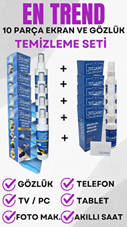 5 Adet 150 ML + 5 Adet 50 ML Tv Ekran Ve Gözlük Temizleme Seti