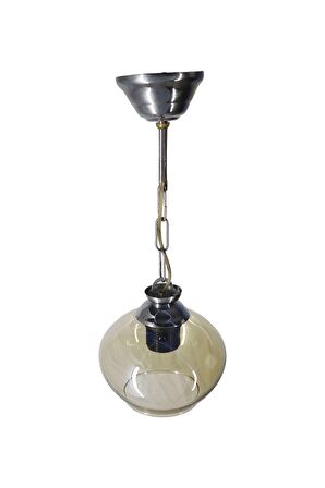 Askı Krom Tekli Bal Yatsı Camlı Avize | Kaliteli Modern Metal Avize