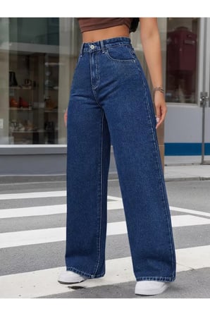 Patricia Kadın Jeans Esnek Rahat Yüksek Bel Palazzo Jean Denim Kot Pantolon