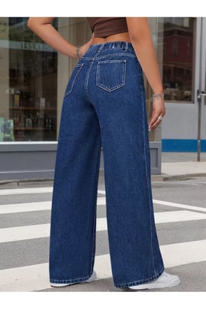 Patricia Kadın Jeans Esnek Rahat Yüksek Bel Palazzo Jean Denim Kot Pantolon