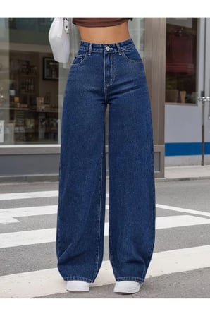 Patricia Kadın Jeans Esnek Rahat Yüksek Bel Palazzo Jean Denim Kot Pantolon