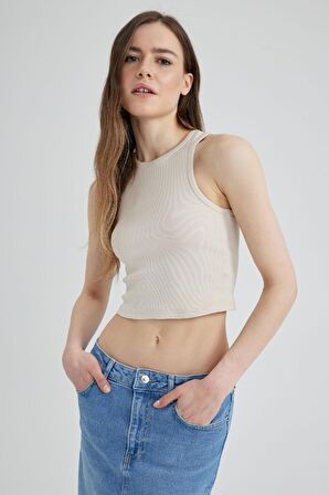 DeFacto Fitted Halter Yaka Fitilli Kaşkorse Basic Düz Atlet U0357AZ23SMBG655