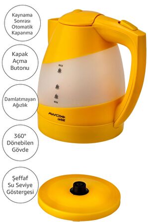 Awox Orbit Gizli Rezistanslı Kettle Sarı