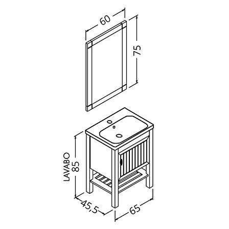HELEN 65 CM BANYO DOLABI ANTRASİT - BOY DOLAP HARİÇ 