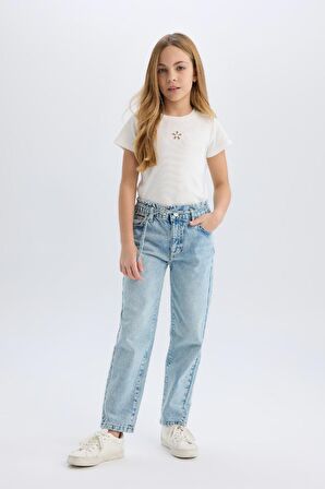 DeFacto Kız Çocuk Paperbag Dar Paça Jean Pantolon D9696A825SPNM28