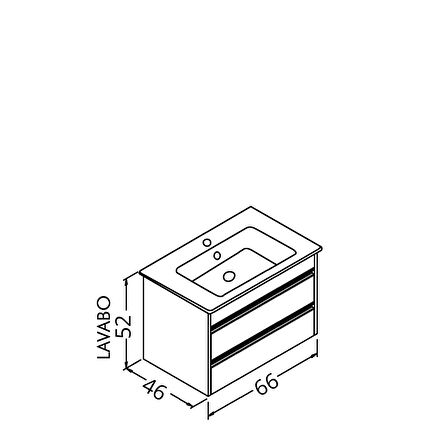 Levante 65 Cm Siyah Lavabolu Alt Modül