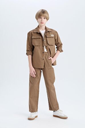 Erkek Çocuk Loose Fit Beli Lastikli Twill Pantolon