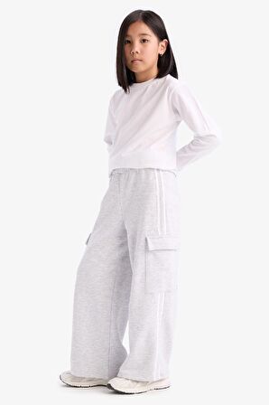 DeFacto Kız Çocuk Wide Leg Beli Lastikli Geniş Bol Paça Eşofman Altı D9251A825SPGR421