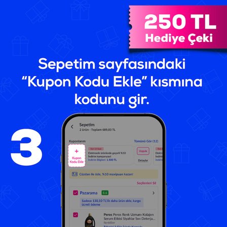 1-7 Eylül'de Geçerli 250 TL Hediye Çeki 