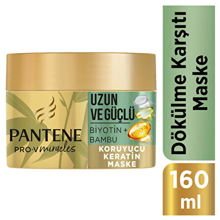 Pantene Uzun ve Güçlü Keratin Koruyucu Dökülme Karşıtı Maske 160 ml Bambu ve Biyotinli